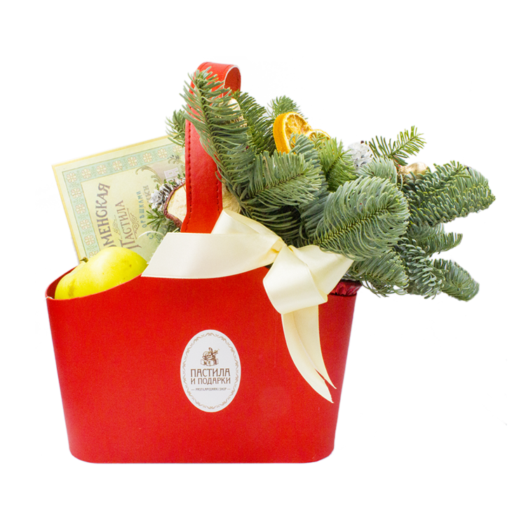 Корзинка с пастилой и композицией из цветов